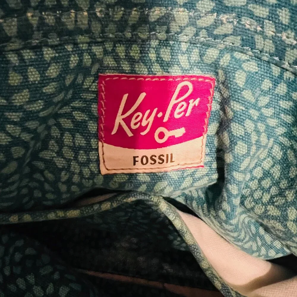 Fossil Key-Per Shoulder/Tote Purse-Teal/Navy Shopper-14